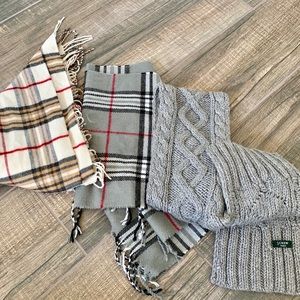Cable Knit J Crew Scarf and plaid scarf bundle
